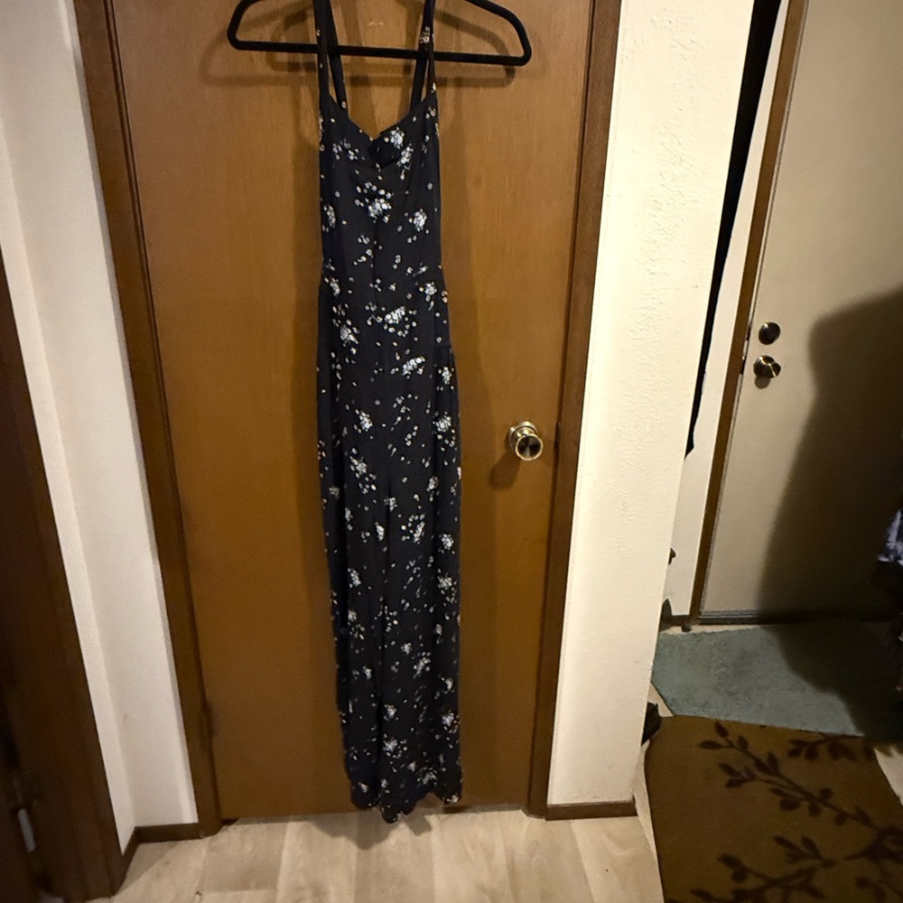 Free People Black Sleeveless Wide Leg Overalls/Jumpsuit